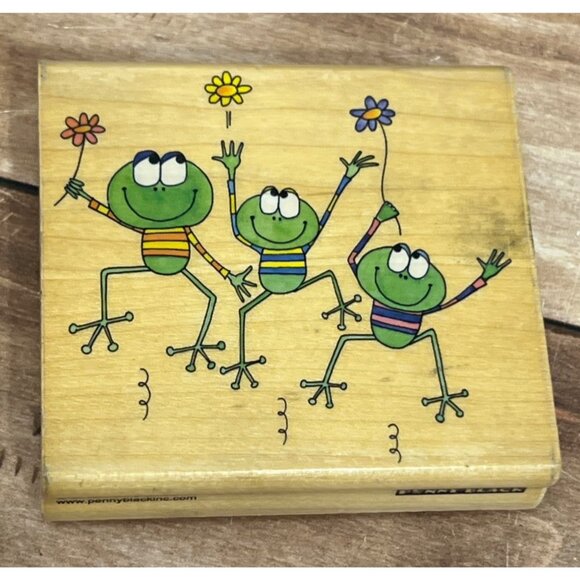 2008 PENNY BLACK 3835K TOADILY YOURS WOOD MOUNTED RUBBER STAMP TOAD FROG LOVE - Picture 1 of 6
